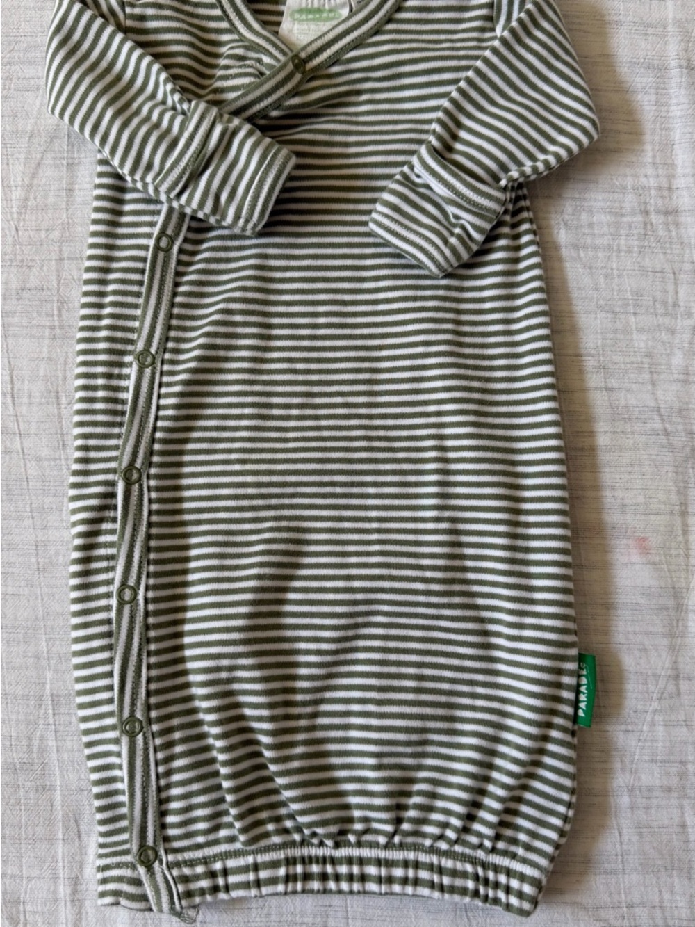 Parade Organic Cotton Green & White Striped Baby Gown